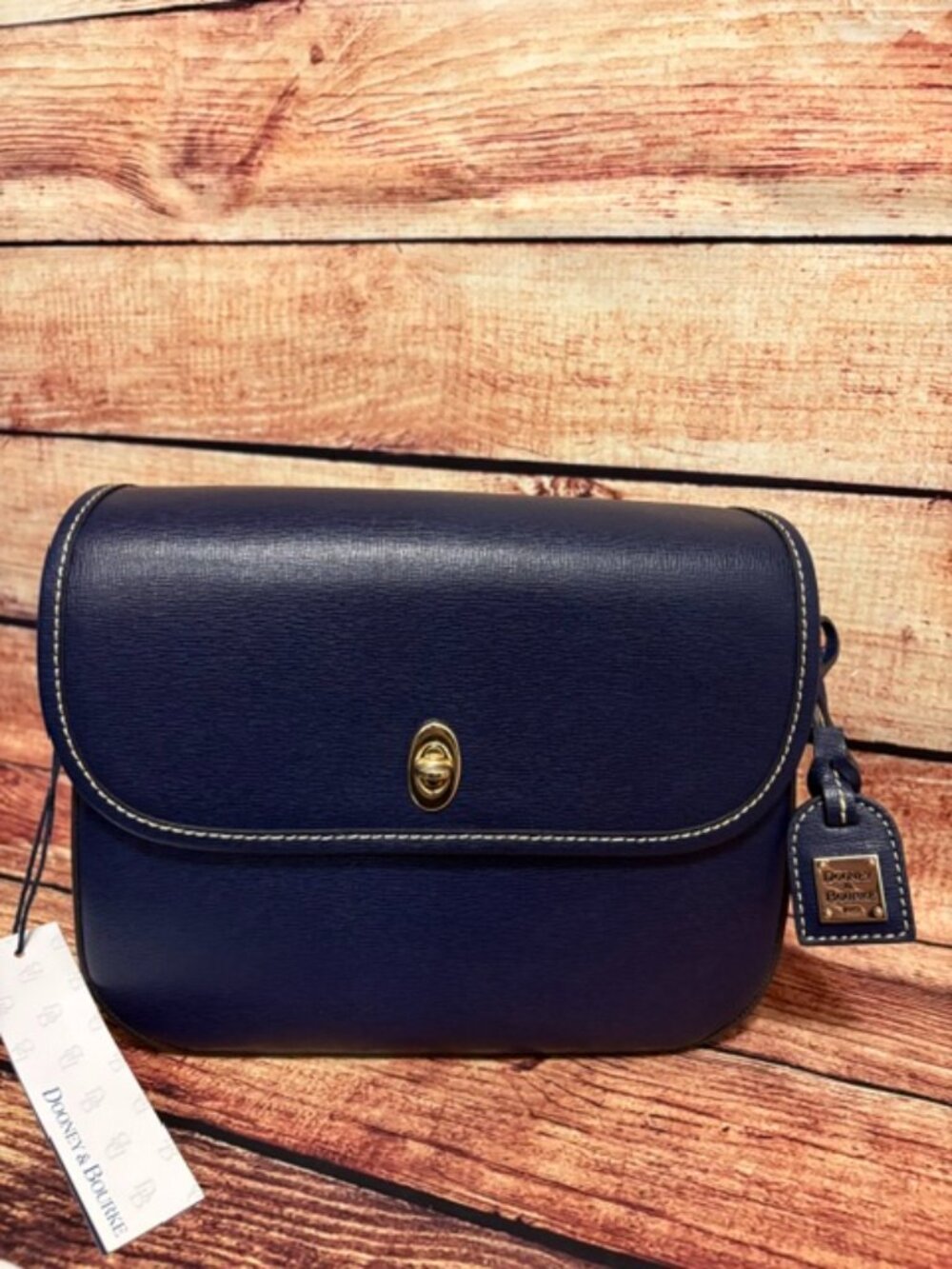 Dooney & Bourke East/West Leather Saddle Bag, Marine NWT